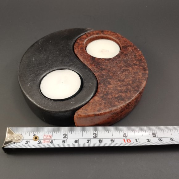 Yin Yang Soapstone Tealight Holders Vintage - Picture 5 of 6